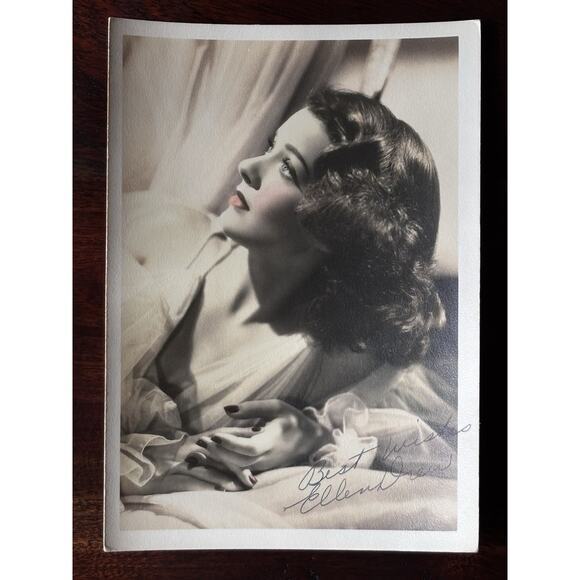 Ellen Drew 1930 &1940 Actress 5 x 7 B/W Hand Colored White Signed Fan Photo - Picture 1 of 3